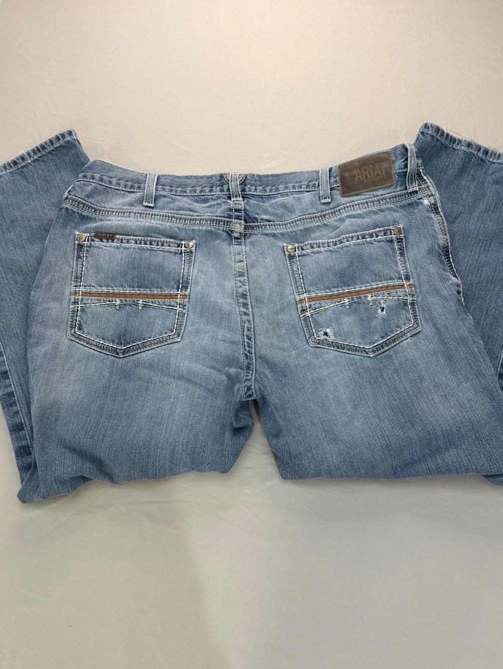 Ariat M4 Relaxed Boot Cut Jeans Men’s 40x30 Light Wash Distressed Western Cowboy